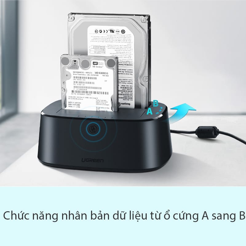 Dock HDD/SSD 2 Cổng SATA 2.5/3.5″ Ugreen 50742
