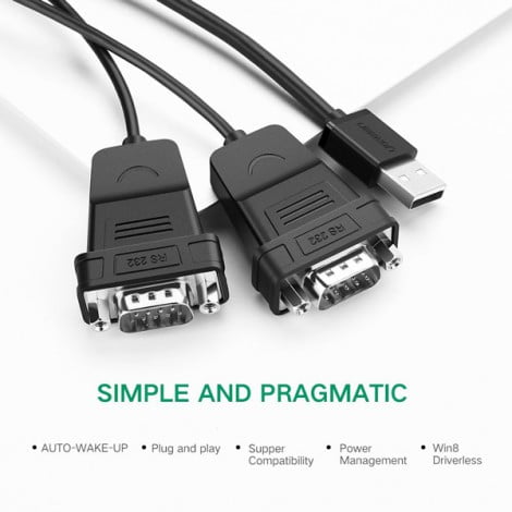 Dây cáp USB 2.0 sang 2 COM RS232 Ugreen 30769