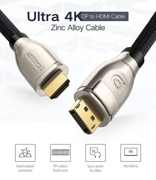Dây Cáp Displayport sang HDMI 2.0 Ugreen DP111