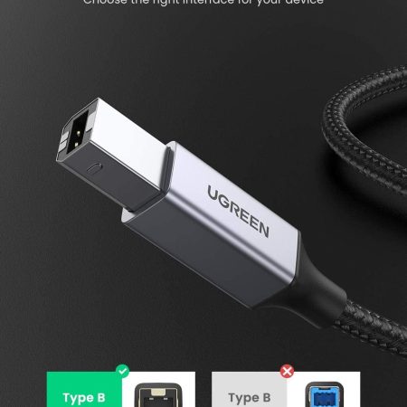 Dây cáp máy in USB Type-C Ugreen bọc nylon