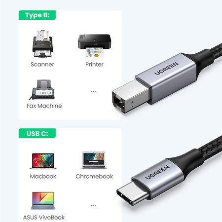 Cáp máy in Type C dài 2m Ugreen 80807