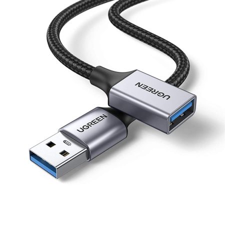 Dây cáp nối dài USB 3.0 Ugreen bọc nylon 1m-2m (1 USB 3.0 dương, 1 USB 3.0 âm)