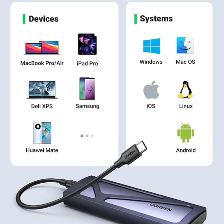 Box ổ cứng SSD M.2 B&M-Key & M-Key NVME - PCIE 3.0 USB Type-C 3.2 GEN2 90541