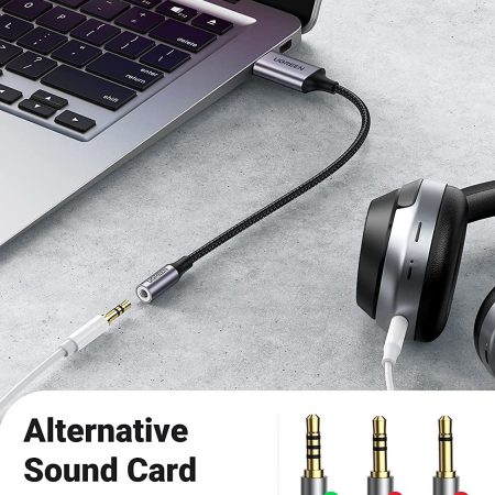 Dây cáp USB 2.0 sang jack audio 3.5mm Ugreen 30757 bọc nylon