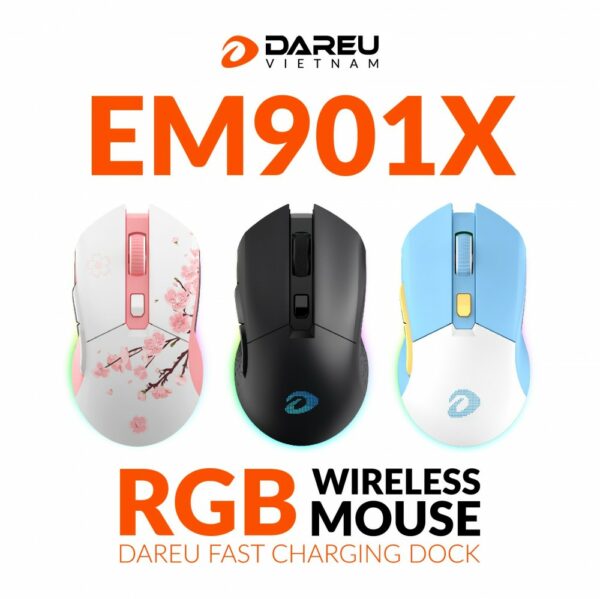 Chuột không dây Gaming DAREU EM901X RGB – Superlight, Fast charging dock