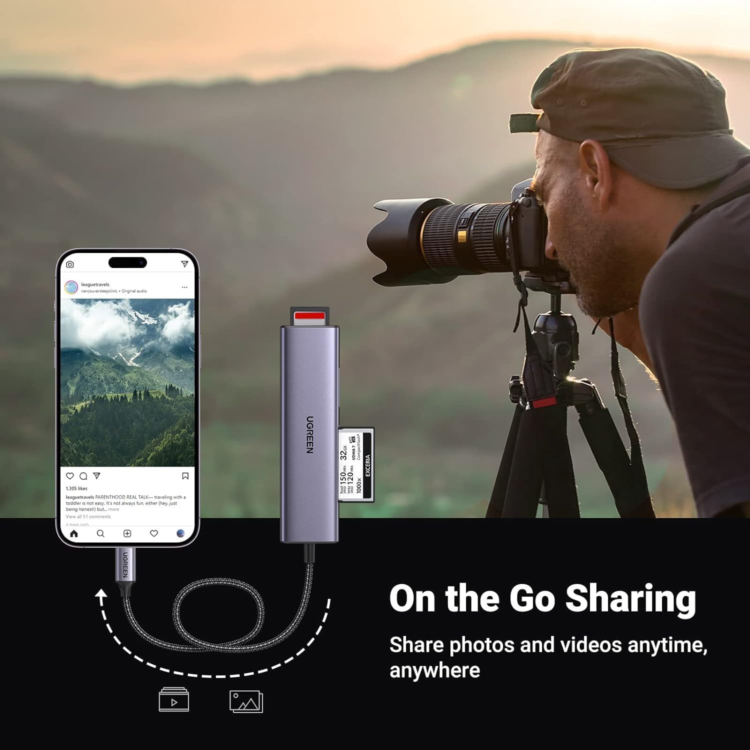 Đầu đọc thẻ USB - C hỗ trợ SD/TF/CF 3.0/MS Ugreen 15307 CM627