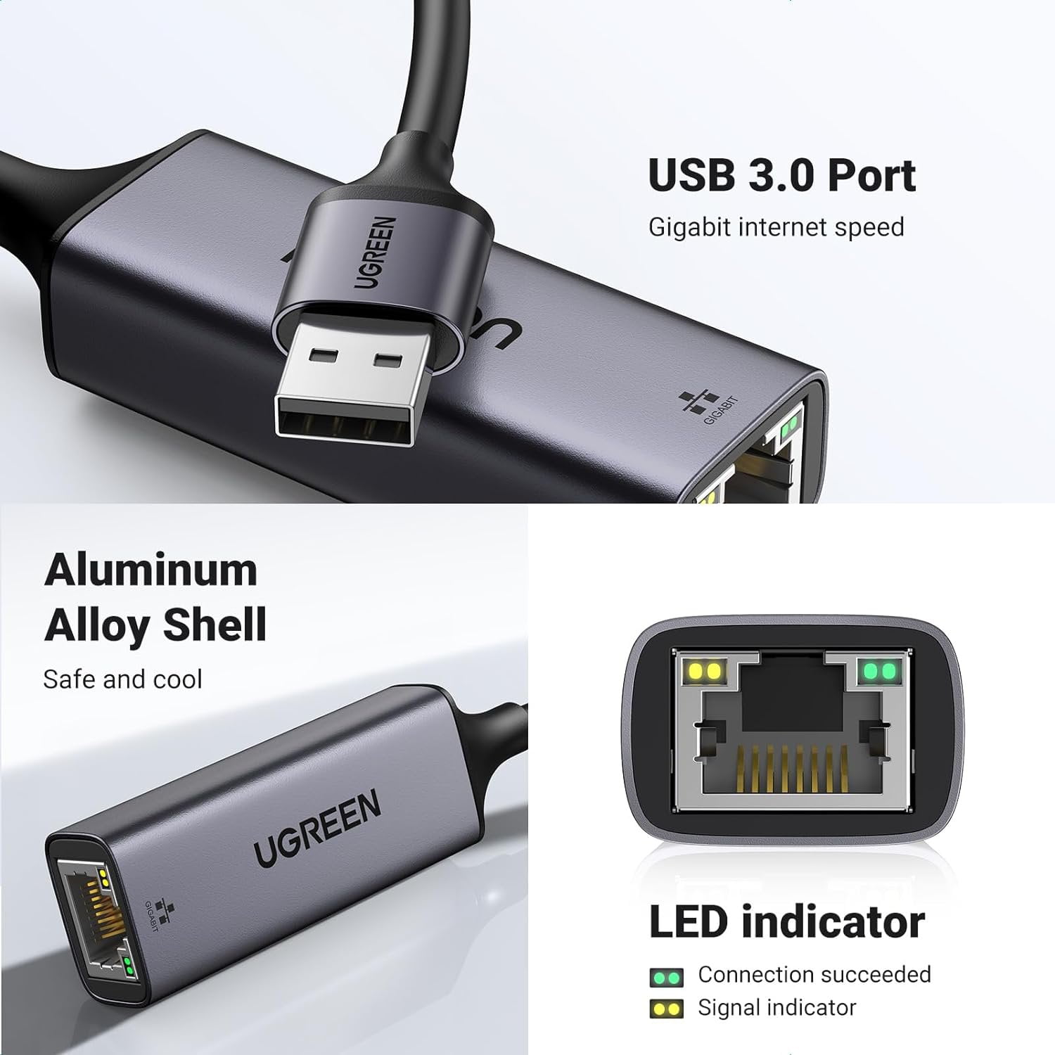 Dây cáp USB 3.0 sang Lan RJ45 Ugreen 15736