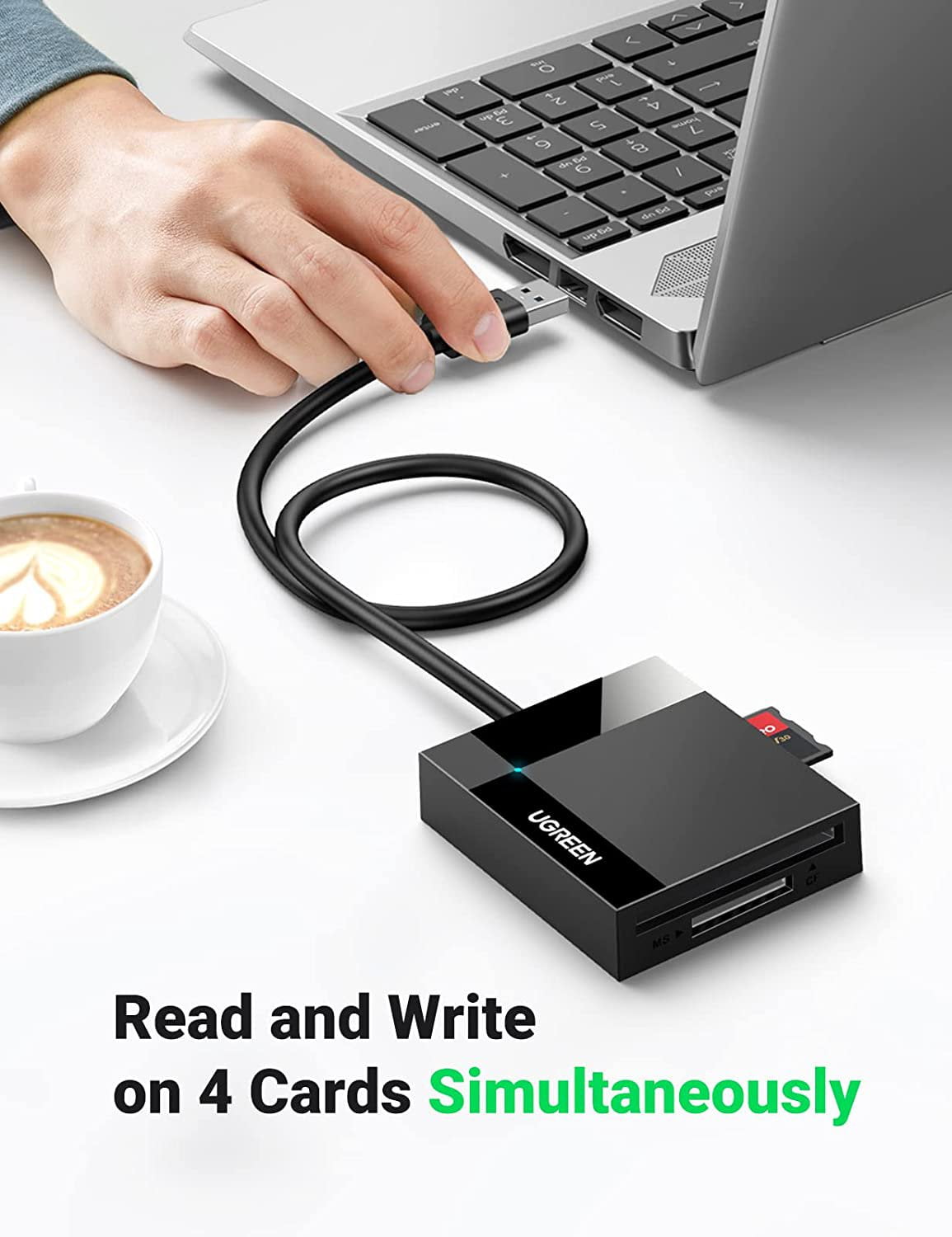 Đầu đọc thẻ nhớ USB 3.0 Ugreen 30333 hỗ trợ CF/SD/TF/MS