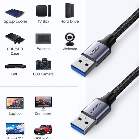 Cáp USB 3.0 dài 2m vỏ nhôm Ugreen 80791
