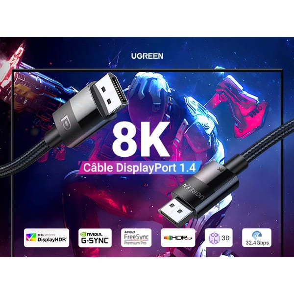Dây Cáp Displayport Ugreen DP114 (hỗ trợ 8K@60Hz)