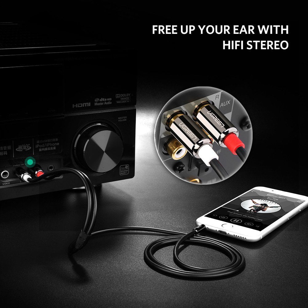 Cáp âm thanh 1 ra 2 RCA 1M Ugreen 10749