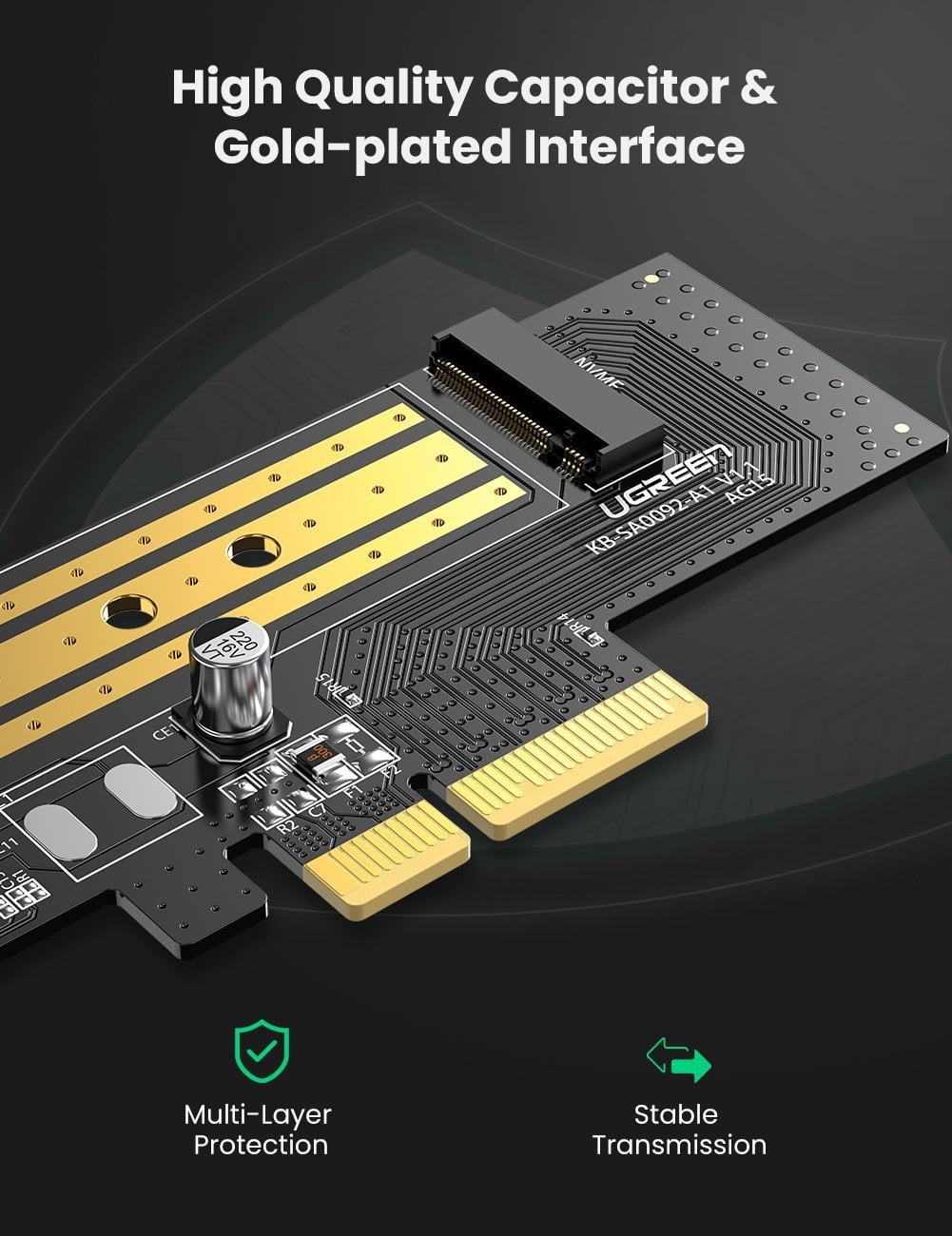 Card chuyển đổi NVMe M.2 to PCI-E 3.0 Ugreen 70503