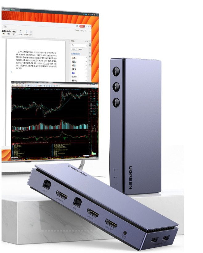 Bộ chuyển mạch KVM Switch HDMI 2 ra 1 Ugreen 80187