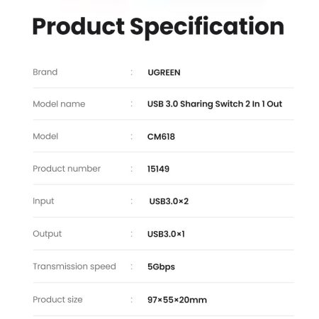 Bộ gộp USB 3.0 2 ra 1 Ugreen 15149