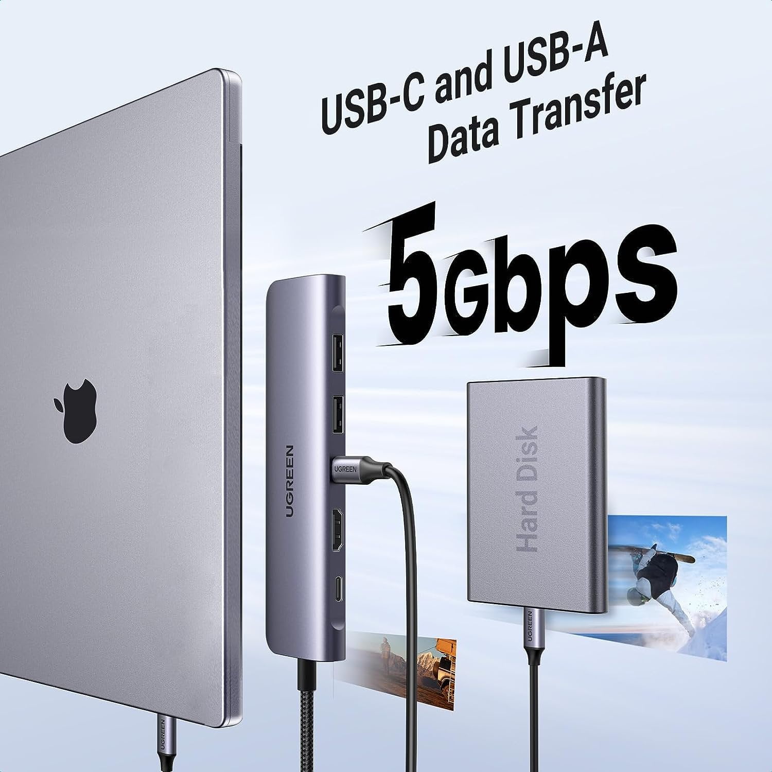 Bỗ chuyển Type C to HDMI 4k@30Hz + 2 x USB 3.0 + USB-C + SD&TF + PD Ugreen 15214