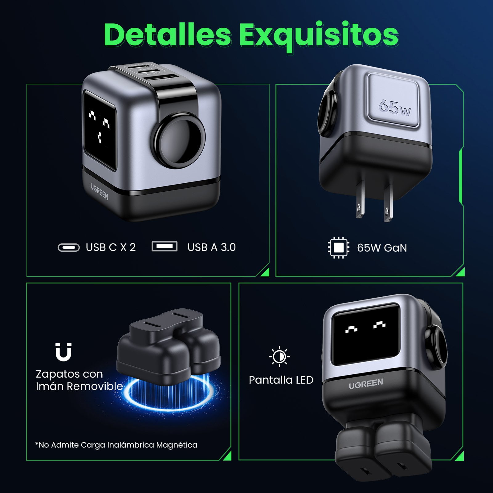 Củ sạc nhanh Robot GaN Nexode RG 65W Ugreen 15570