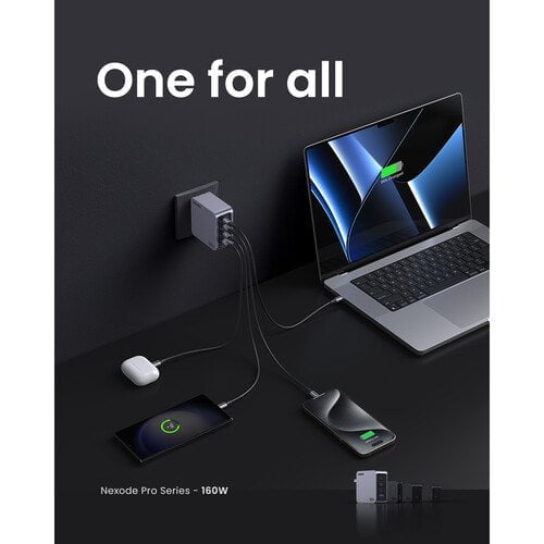 Củ sạc Nexode GaN Pro 160W 2 cổng USB-C và 1 USB Nexode Ugreen 25876