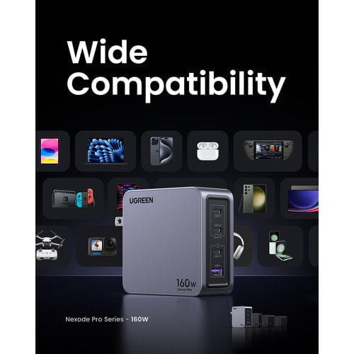 Củ sạc Nexode GaN Pro 160W 2 cổng USB-C và 1 USB Nexode Ugreen 25876