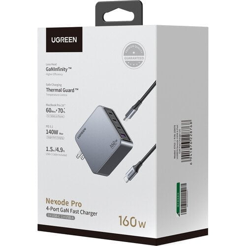 Củ sạc Nexode GaN Pro 160W 2 cổng USB-C và 1 USB Nexode Ugreen 25876