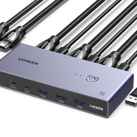 Bộ gộp HDMI 2 vào 1 ra màu đen hỗ trợ KVM 8K Ugreen 25961