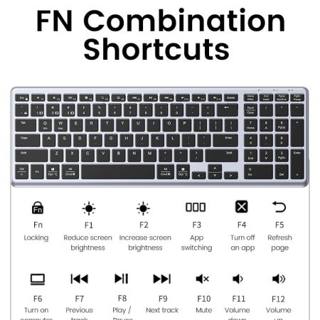 Wireless Ultra Slim Wireless & Bluetooth Keyboard Ugreen 15258