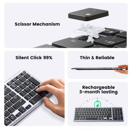 Wireless Ultra Slim Wireless & Bluetooth Keyboard Ugreen 15258