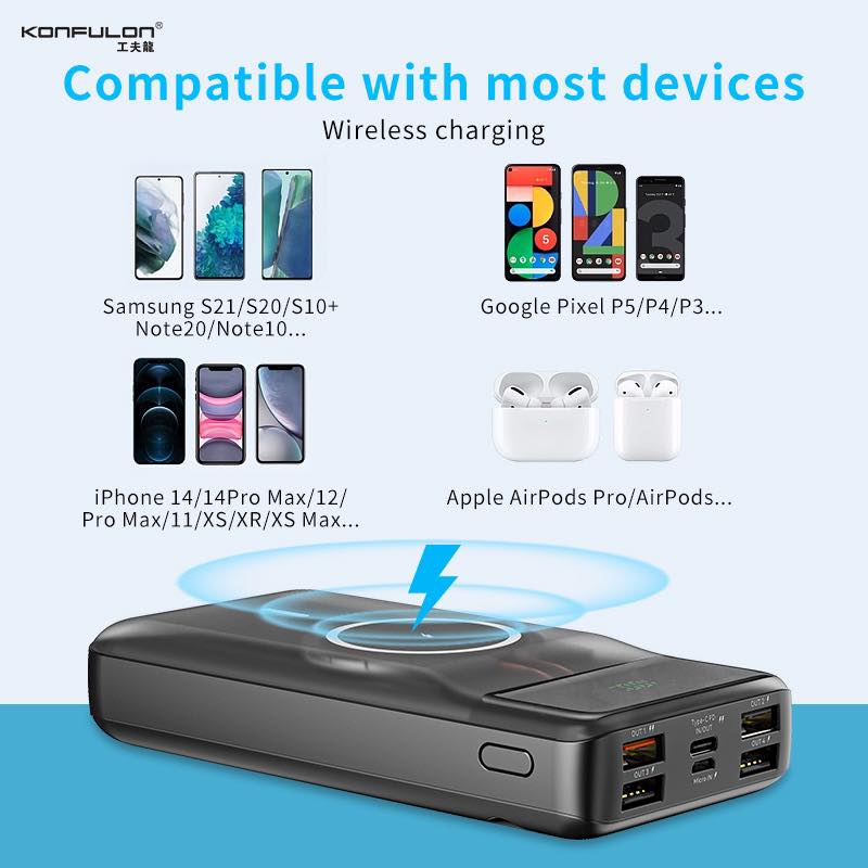 SẠC DỰ PHÒNG KONFULON KHÔNG DÂY M17W  20000MAH