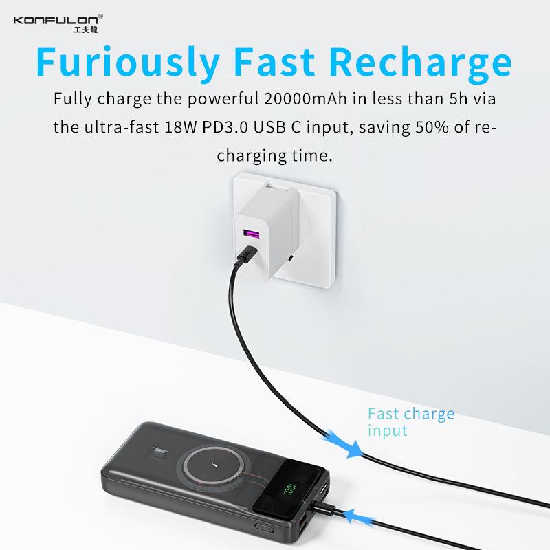 SẠC DỰ PHÒNG KONFULON KHÔNG DÂY M17W  20000MAH