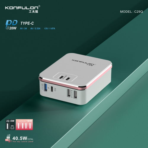 Củ sạc 40W Konfulon C29Q 6 in 1