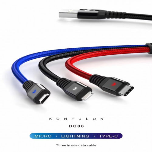 Dây cáp sạc USB sang Micro B Lightning Type-C Konfulon DC08
