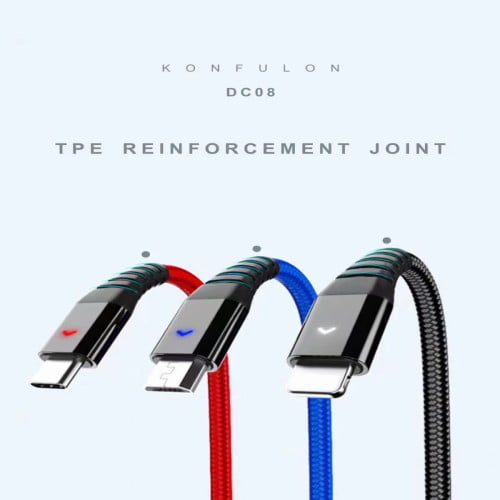 Dây cáp sạc USB sang Micro B Lightning Type-C Konfulon DC08