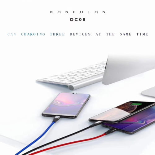 Dây cáp sạc USB sang Micro B Lightning Type-C Konfulon DC08
