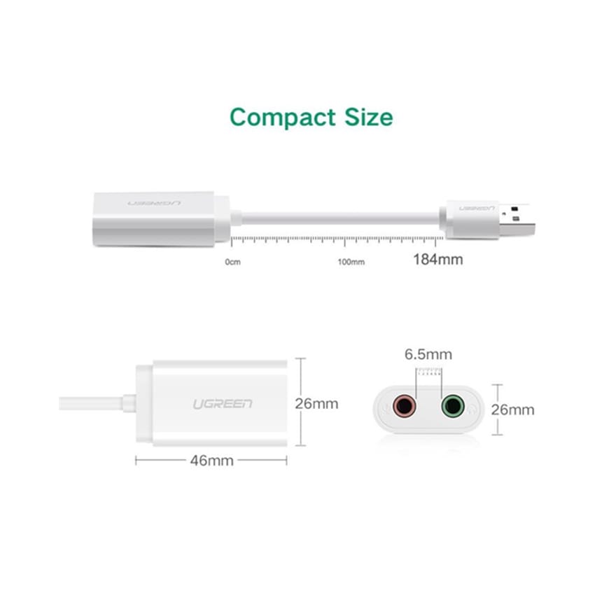 Dây cáp USB 2.0 sang Audio và Micro Ugreen 30143