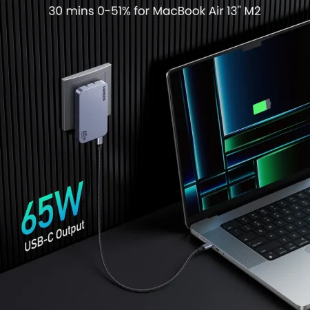Củ sạc 65W Ugreen 15817 X753 GaN Nexode Pro 3 cổng thích hợp cho điện thoại, laptop, máy tính bảng