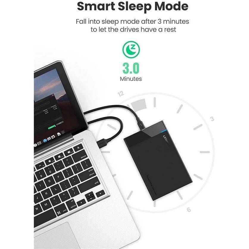Hộp Đựng Ổ Cứng Ugreen 60734 (Hỗ trợ Cáp Micro-B sang USB-A/C, Hỗ Trợ 6TB, Tốc Độ 5Gbps)