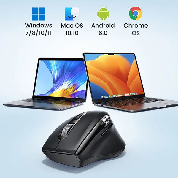 Chuột công thái học không dây Ugreen M751 (Bluetooth 5.4 + 2.4 G) – Đen