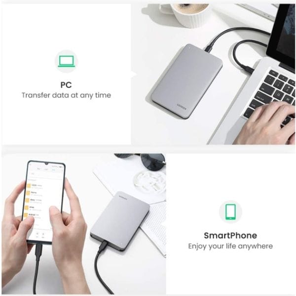 Hộp Đựng Ổ Cứng 2.5 inch Ugreen CM300 (Hỗ Trợ SATA, Tốc Độ 5Gbps)