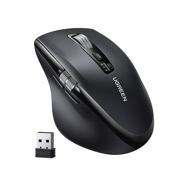 Chuột công thái học không dây Ugreen M751 (Bluetooth 5.4 + 2.4 G) – Đen