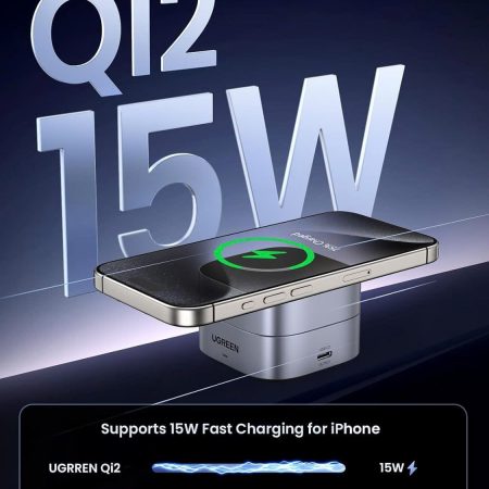 Bộ sạc không dây Ugreen W702 – 2in1 | Ghi xám