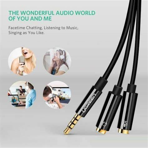 Dây cáp âm thanh chia Mic và Audio Ugreen Av141 | Đen – Trắng