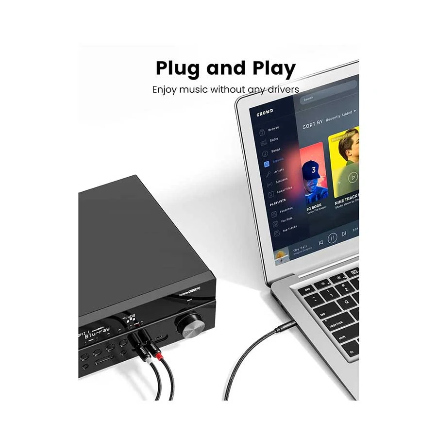 Dây cáp chuyển 3.5mm sang 2RCA Ugreen AV116 | 1m – 3m ( vỏ nhôm, dây dù )