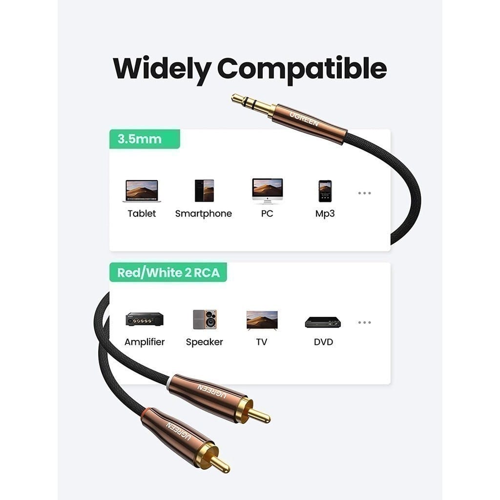 Dây cáp âm thanh 3.5mm ra 2 RCA Ugreen AV170 | 0.5m – 5m