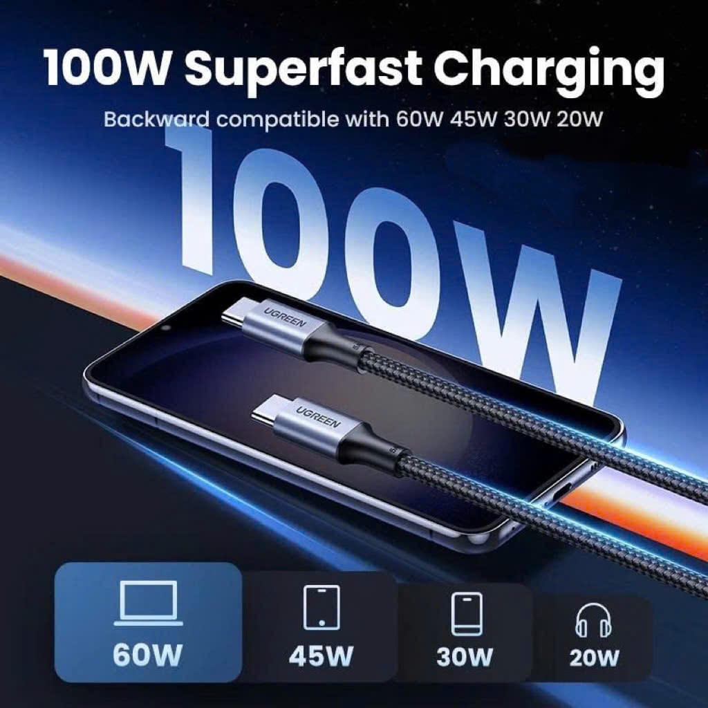 Cáp sạc nhanh USB-C sang USB-C 2.0 Ugreen L513 | Đen – 1m ( không hỗ trợ hình/âm thanh)