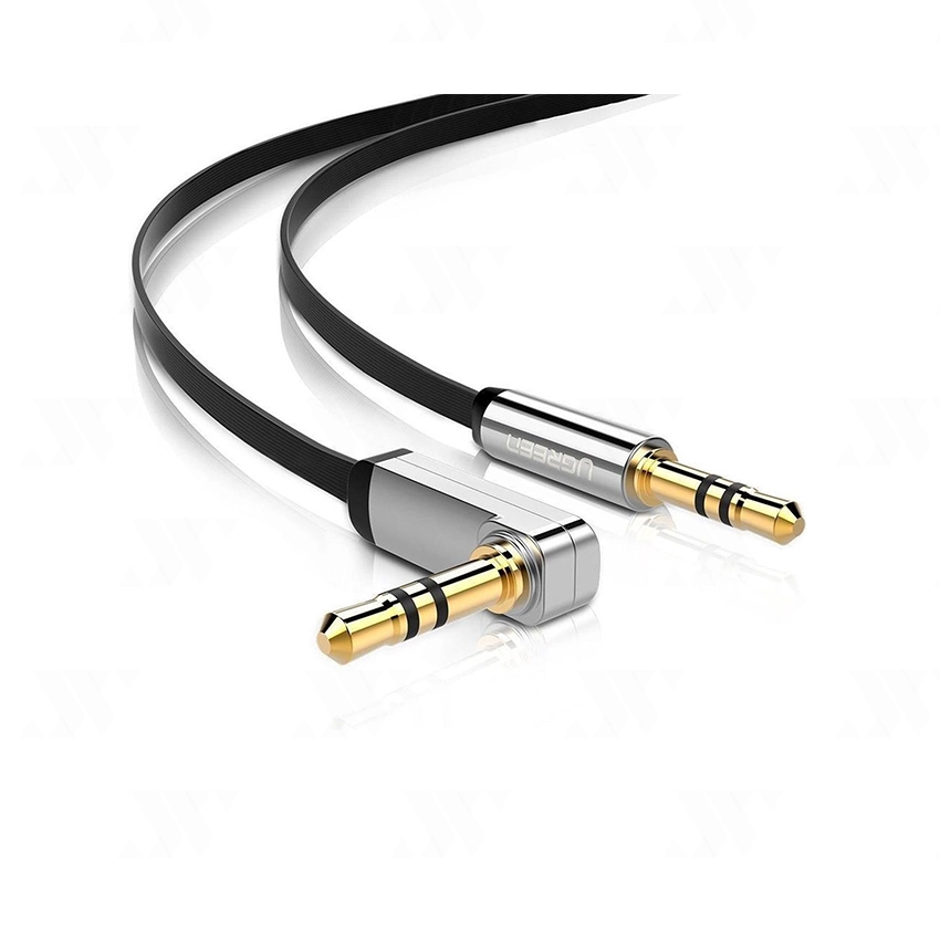 Dây cáp nối dài âm thanh 3.5mm Ugreen AV119 | 0.5m – 2m ( đầu góc vuông 90°, dây dẹt )