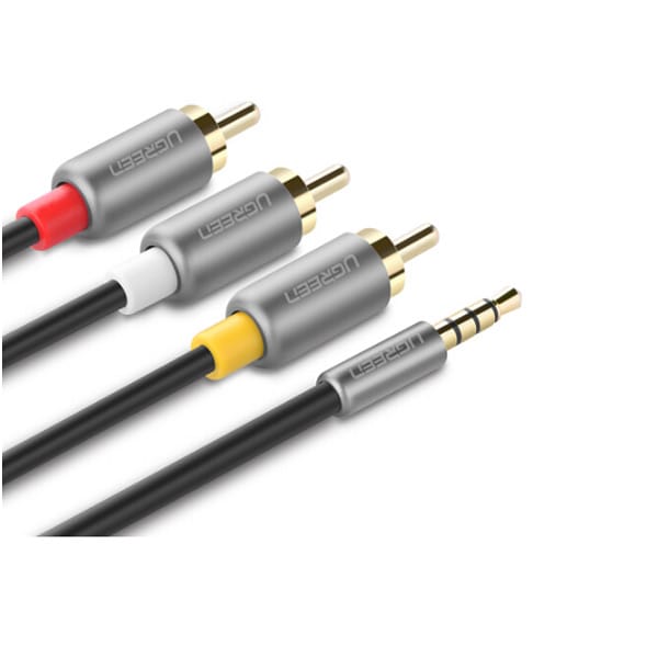 Dây cáp chuyển đổi âm thanh 3.5mm sang 3RCA Ugreen Av138 | 1.5m | Đen – Trắng
