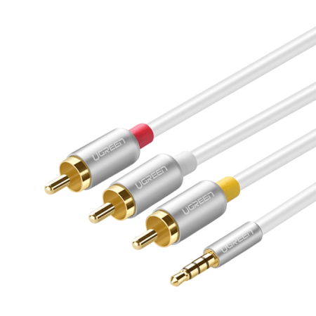 Dây cáp chuyển đổi âm thanh 3.5mm sang 3RCA Ugreen Av138 | 1.5m | Đen – Trắng