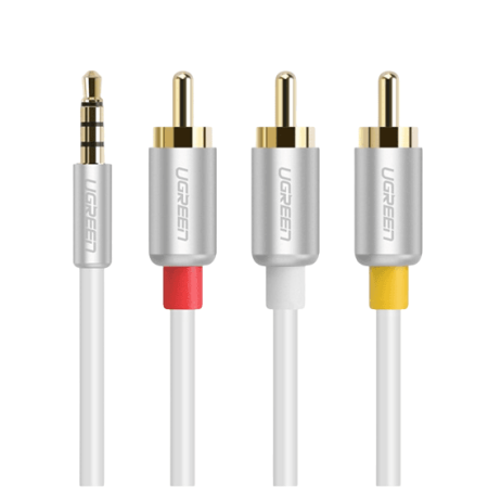 Dây cáp chuyển đổi âm thanh 3.5mm sang 3RCA Ugreen Av138 | 1.5m | Đen – Trắng