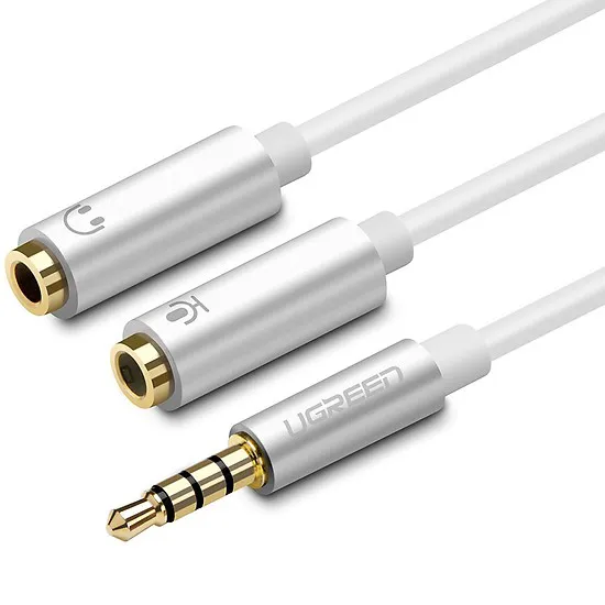 Dây cáp chia âm thanh 3.5mm Ugreen Av141 (1 ra 2 cổng tai nghe, dài 20cm )