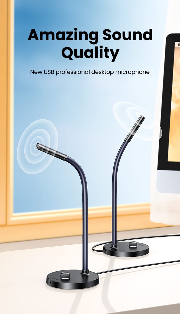 Micro thu âm livestream Ugreen 90416 cổng USB & Audio 3.5mm