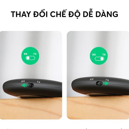 Bộ thu phát Bluetooth 5.0 UGREEN CM108 (Hỗ trợ âm thanh aptX, kèm cổng kết nối audio 3.5mm)